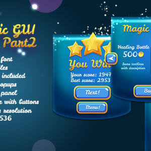 Magic Glossy Blue Game UI Pack