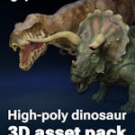 Triceratops & T-Rex Duo: High-poly realistic dinosaur 3D asset pack