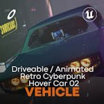 Driveable / Animated Retro Cyberpunk Hover Car 02