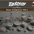 Stone Sculptures VOL.l - Modular Urns & Stand (Nanite + Low Poly)