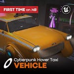 Driveable / Animated Retro Cyberpunk Hover Taxi (Unreal Engine)
