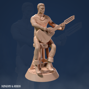 Male Bard Playing Guitar