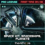 Space kit, spaceships, planets