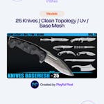 25 Knives / Clean Topology / Uv / Base Mesh