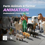 Animated Farm Animals & Farmer- 3D LOW POLY Cubic